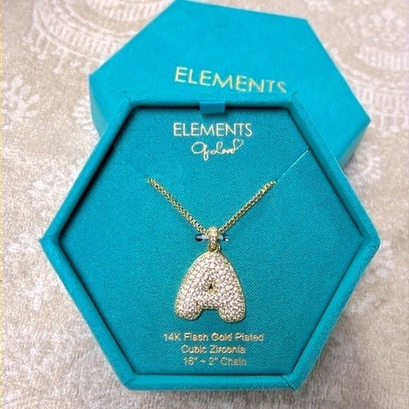 Brand New Elements of Love 14K Gold Plated Chain Necklace Bubble Balloon “A” - Picture 6 of 15